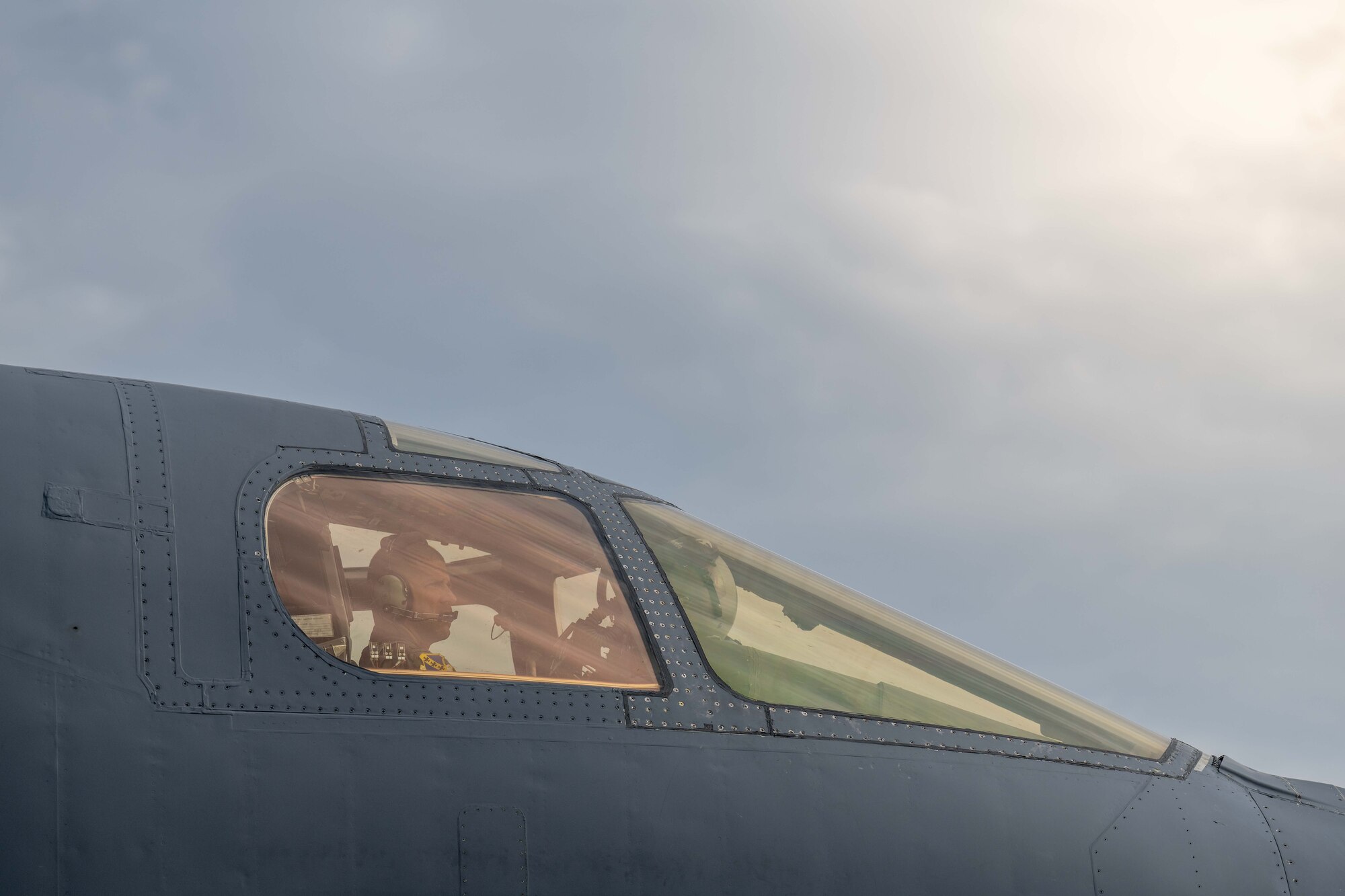 U.S. Air Force Col. Seth Spanier, 7th Bomb Wing commander, taxis for takeoff at Dyess Air Force Base, Texas, July 23, 2025. The aircraft departed in support of Red Flag-Nellis 25-3, the Air Force’s premier combat training exercise hosted at Nellis AFB, Nevada. (U.S. Air Force photo by Airman Caleb Schellenberg)