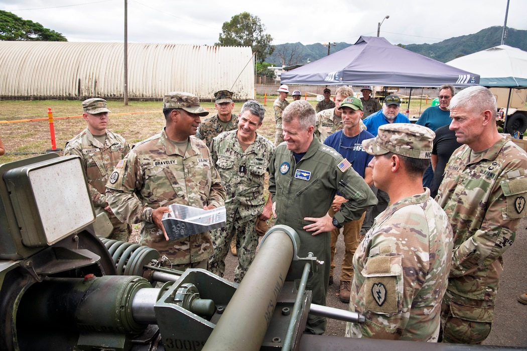 Adm. Samuel J. Paparo, commander of the U.S. Indo-Pacific Command, is shown capabilities of The Forge, a new advanced manufacturing facility located on Schofield Barracks by U.S. Soldiers, Hawaii, July 28, 2025. USINDOPACOM is committed to enhancing stability in the Indo-Pacific region by promoting security cooperation, encouraging peaceful development, responding to contingencies, deterring aggression and, when necessary, prevailing in conflict. (U.S. Army photo by Sgt. Austin Riel)