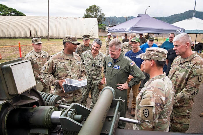 Adm. Samuel J. Paparo, commander of the U.S. Indo-Pacific Command, is shown capabilities of The Forge, a new advanced manufacturing facility located on Schofield Barracks by U.S. Soldiers, Hawaii, July 28, 2025. USINDOPACOM is committed to enhancing stability in the Indo-Pacific region by promoting security cooperation, encouraging peaceful development, responding to contingencies, deterring aggression and, when necessary, prevailing in conflict. (U.S. Army photo by Sgt. Austin Riel)