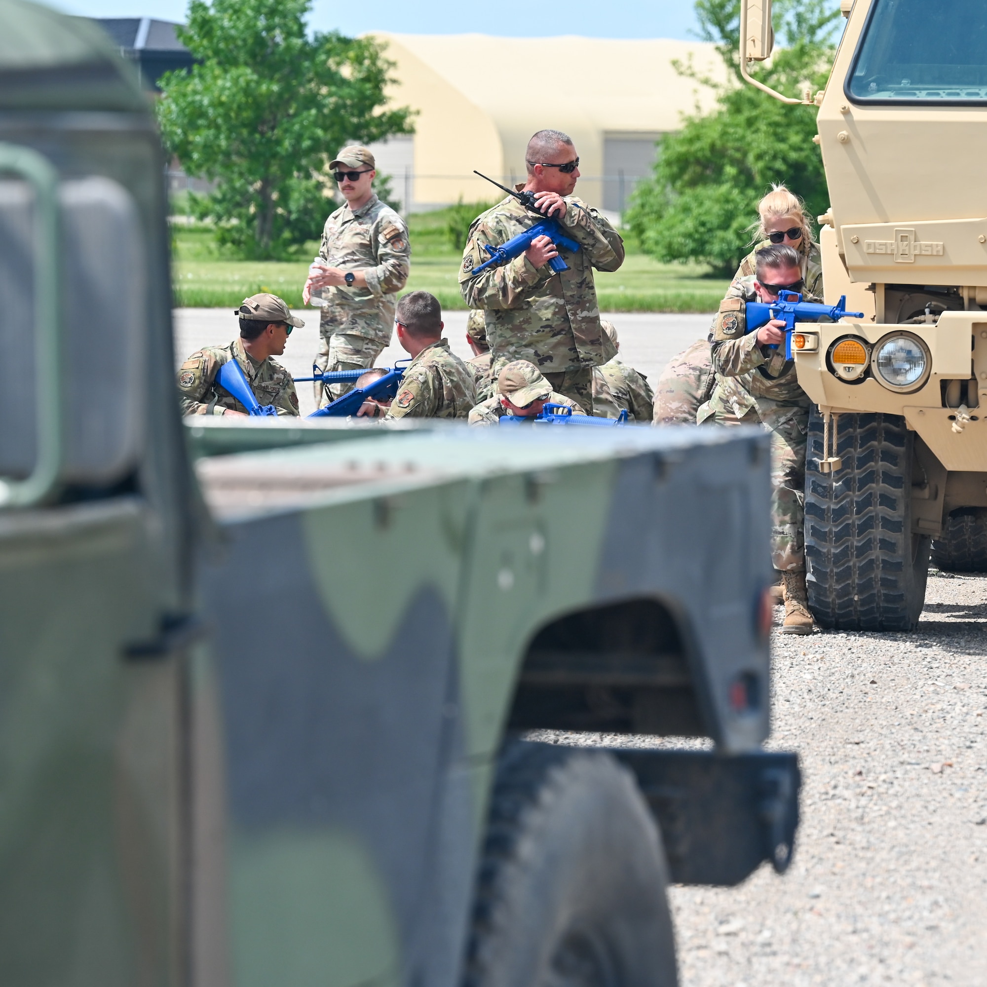 Airmen from the 155th Civil Engineering Squadron practice contingency operations, June 17, 2025, at the 119th Regional Training Site, in Fargo, North Dakota.