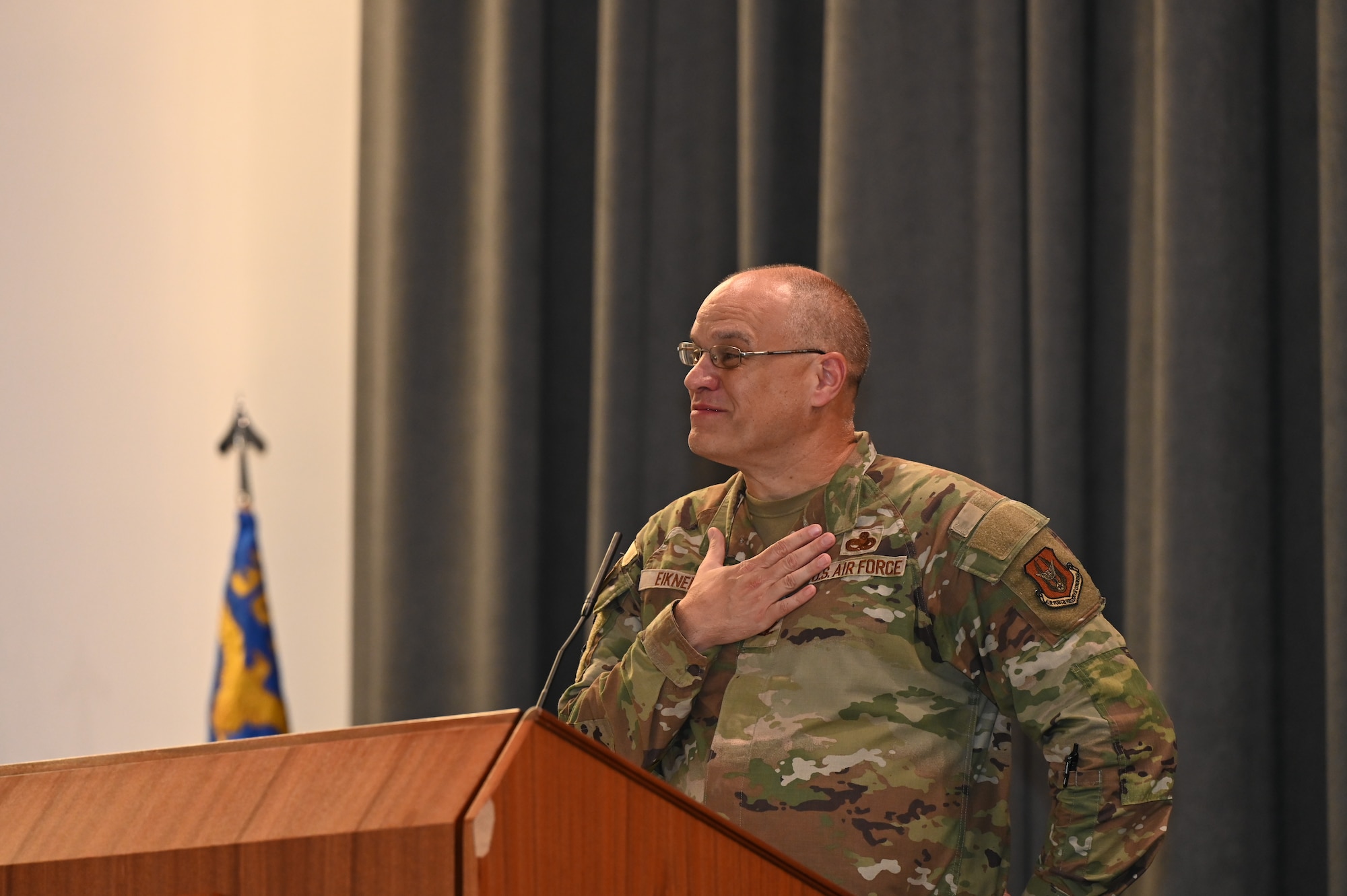 Airman gives a speech