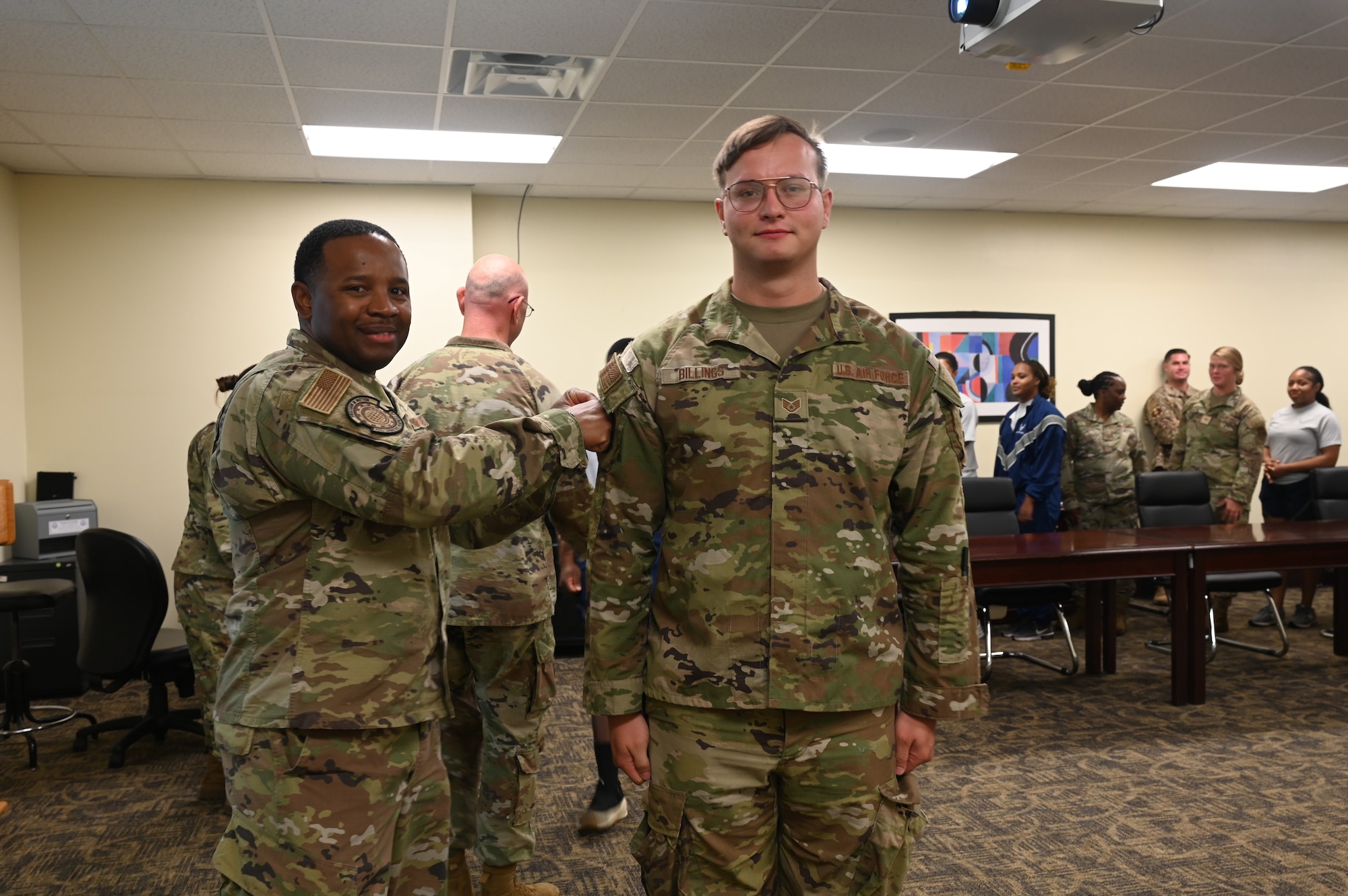 403rd Logistics Readiness Squadron senior enlisted leader patched the members of the squadron.