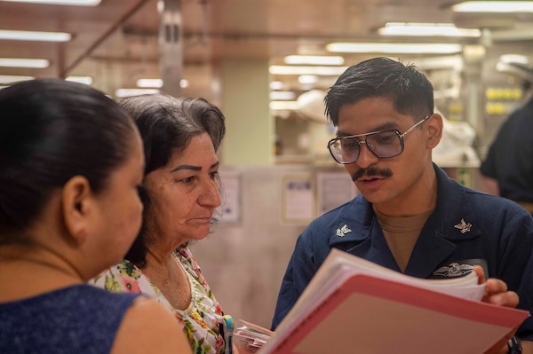 Hospital Corpsman 2nd Class Richard Medina, assigned to the Mercy-class hospital ship USNS Comfort (T-AH 20), discharges a Costa Rican patient from aboard Comfort in Limón, Costa Rica during Continuing Promise 2025, July 28, 2025. Continuing Promise 2025 is the 16th iteration of the U.S. 4th Fleet/U.S. Naval Forces Southern Command-led mission since 2007 which aims to foster goodwill strengthen existing partnerships with partner nations and form new partnerships between host nations non-federal entities and international organizations.