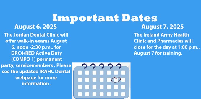 Please make note of these upcoming dates.