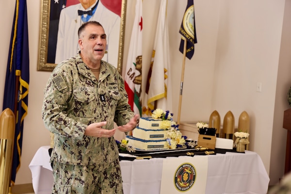 TWENTYNINE PALMS, Calif. — Rear Adm. Matthew Case, Chief of the Navy Medical Service Corps, visits Navy Medicine Readiness and Training Command Twentynine Palms, July 30, 2025. The visit marked the 78th birthday of the Medical Service Corps and included facility tours, leadership engagements, and an all-hands MSC officers call highlighting the Corps’ ongoing commitment to medical readiness and support of the warfighter. (U.S. Navy photo by Christopher Jones, NMRTC/NH public affairs officer).