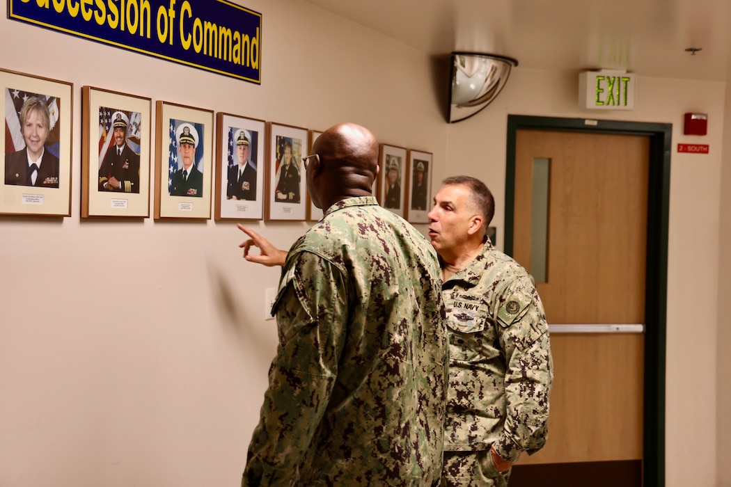 TWENTYNINE PALMS, Calif. — Rear Adm. Matthew Case, Chief of the Navy Medical Service Corps, visits Navy Medicine Readiness and Training Command Twentynine Palms, July 30, 2025. The visit marked the 78th birthday of the Medical Service Corps and included facility tours, leadership engagements, and an all-hands MSC officers call highlighting the Corps’ ongoing commitment to medical readiness and support of the warfighter. (U.S. Navy photo by Christopher Jones, NMRTC/NH public affairs officer).