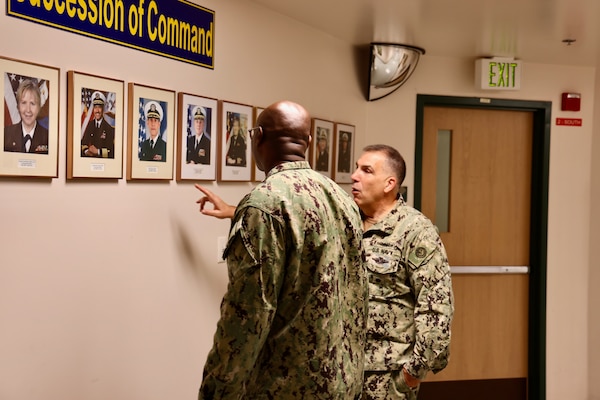 TWENTYNINE PALMS, Calif. — Rear Adm. Matthew Case, Chief of the Navy Medical Service Corps, visits Navy Medicine Readiness and Training Command Twentynine Palms, July 30, 2025. The visit marked the 78th birthday of the Medical Service Corps and included facility tours, leadership engagements, and an all-hands MSC officers call highlighting the Corps’ ongoing commitment to medical readiness and support of the warfighter. (U.S. Navy photo by Christopher Jones, NMRTC/NH public affairs officer).