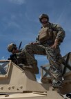 U.S. Marines with 2nd DSB execute external lifts with a JLTV