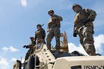 U.S. Marines with 2nd DSB execute external lifts with a JLTV