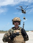U.S. Marines with 2nd DSB execute external lifts with a JLTV