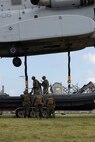 U.S. Marines with 2nd MAW execute external lifts and helocasting alongside U.S. Army Special Warfare Training Group (Airborne)