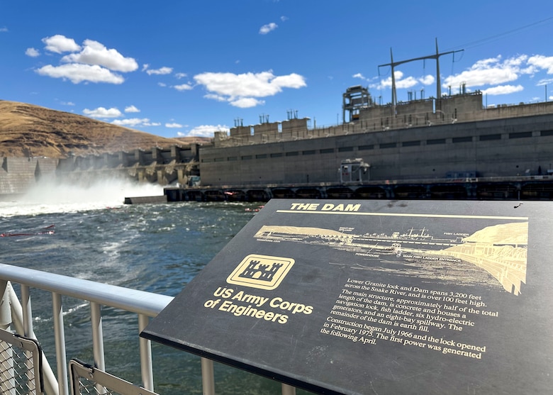 On July 10, 2025, the U.S. Army Corps of Engineers, Walla Walla District, celebrated the 3,200-feet-long Lower Granite Lock and Dam’s 50 years of service to the Pacific Northwest along with the generations of people who made it possible. 
Lower Granite Lock and Dam, located on the Snake River in southeastern Washington, includes a dam, navigation lock, powerhouse, fish ladder, and associated facilities. The project provides hydropower, navigation, flood risk management, fish and wildlife habitat, recreation, and incidental irrigation. The dam spans approximately 3,200 feet and has an effective height of 100 feet. It is a concrete gravity structure with an earthfill right abutment embankment.