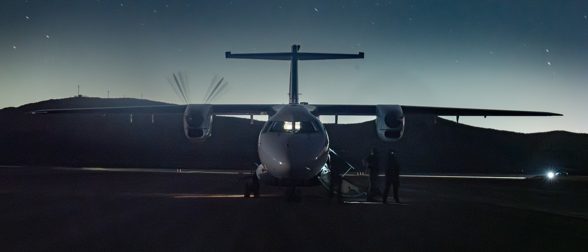 U.S. Air Force Air Commandos assigned to AFSOC establish a perimeter around a C-146A Wolfhound aircraft during Emerald Warrior 25.2.
