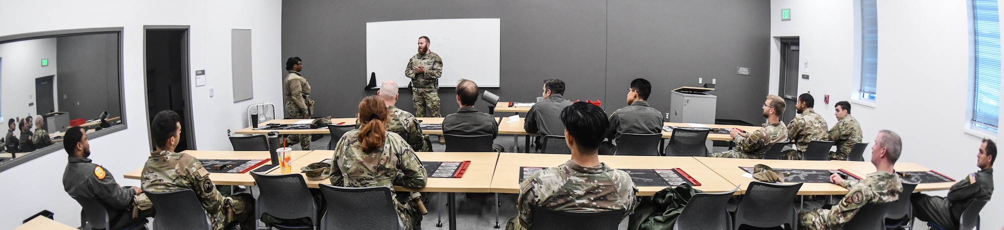 Staff Sgt. John Roellchen, 55th Security Forces Squadron, instructs a combat arms training and maintenance class at Offutt Air Force Base, Aug. 4, 2025. (U.S. Air Force photo by Chad Watkins)