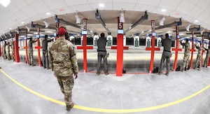 Members of a combat arms training and maintenance class at Offutt Air Force Base qualify with their weapons, Aug. 4, 2025. (U.S. Air Force photo by Chad Watkins)