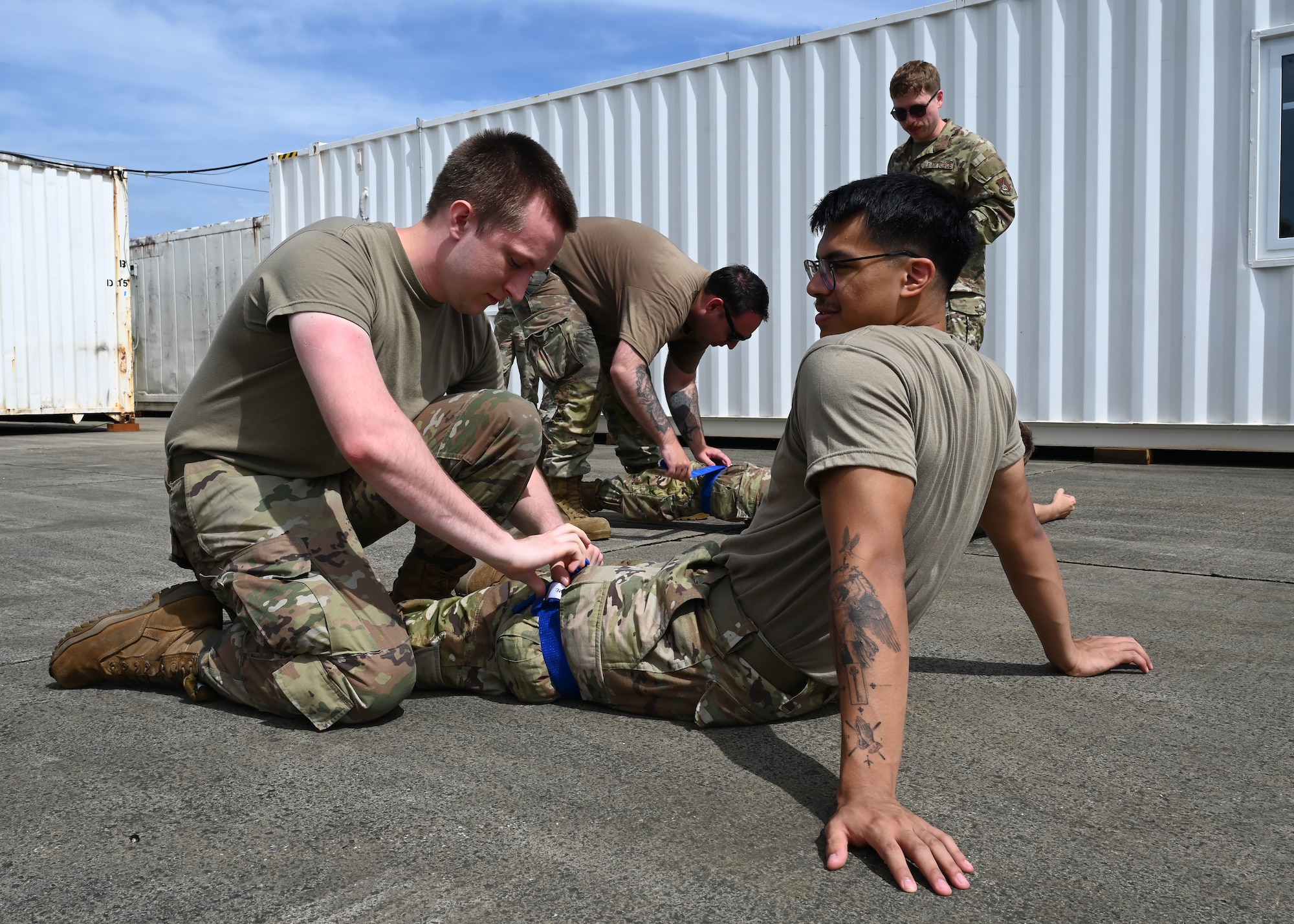 Airmen with the 354th Air Expeditionary Wing teach Tactical Combat Casualty Care during exercise Resolute Force Pacific 25 in Guam, July 30, 2025.