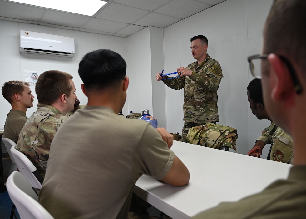 Airmen with the 354th Air Expeditionary Wing teach Tactical Combat Casualty Care during exercise Resolute Force Pacific 25 in Guam, July 30, 2025.