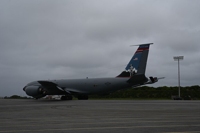 KC-135 Stratotanker assigned to the Utah Air National Guard's 151st Air Refueling Wing sits on the flightline during Resolute Force Pacific 25 in the Indo-Pacific region, July 24, 2025.