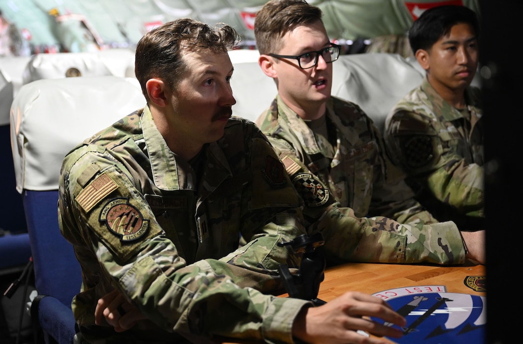 U.S. Air National Guard servicemembers assigned to the Air National Guard Air Force Reserve Component Test Center conduct preflight checks during Resolute Force Pacific 25 in the Indo-Pacific region, July 24, 2025.