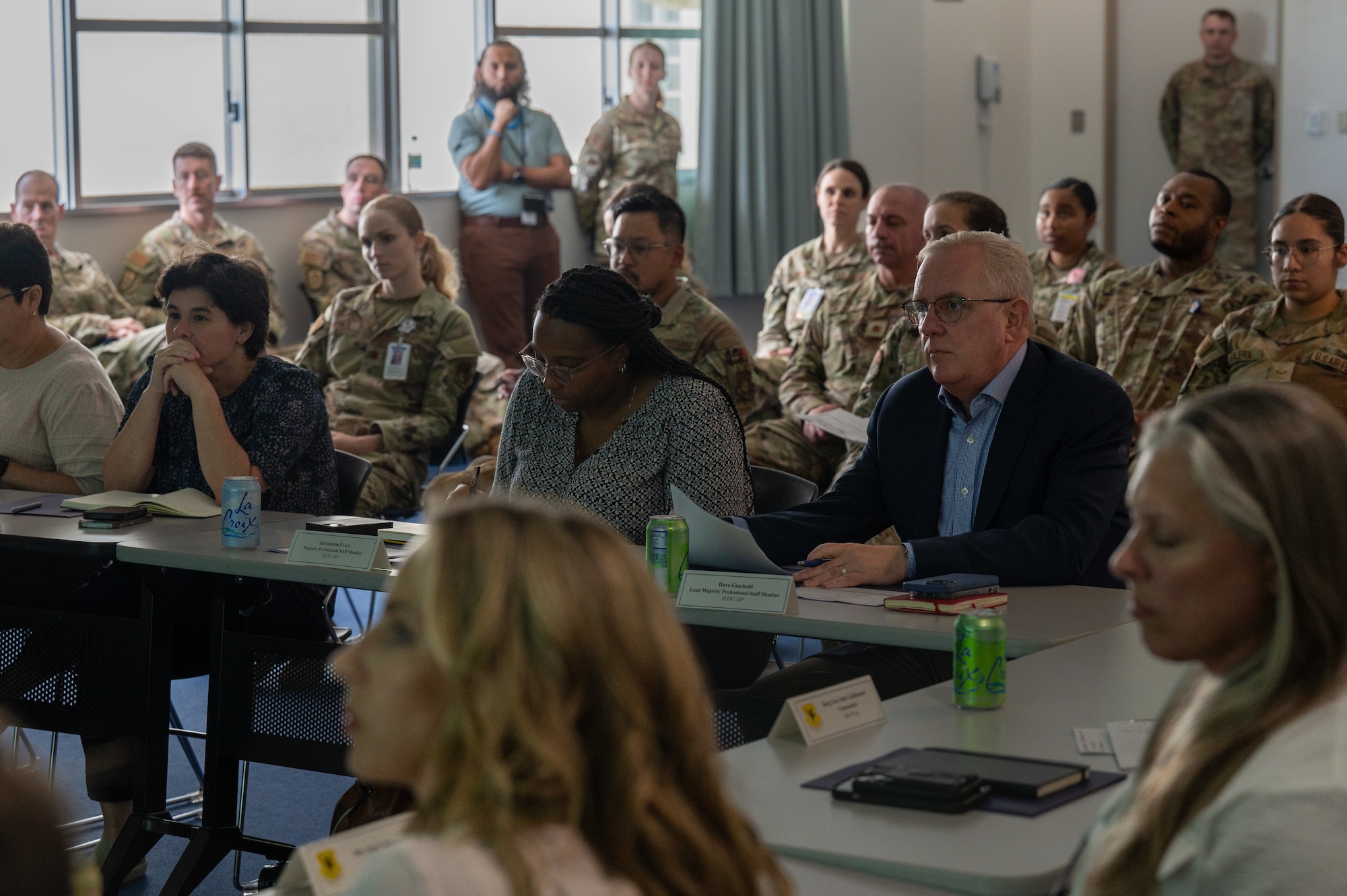 House Armed Services Committee members attend a brief by the 18th Medical Group