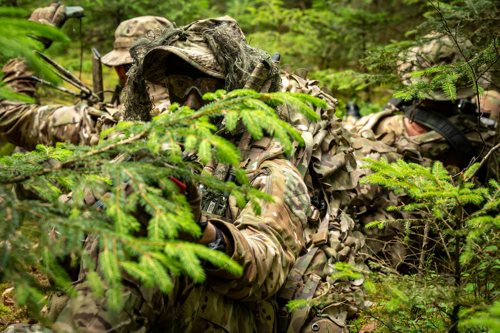 U.S. Air Force Airmen assigned to the 2nd Air Support Operations Squadron conduct reconnaissance at a training area near Vilseck Army Base, Germany, July 15, 2025.