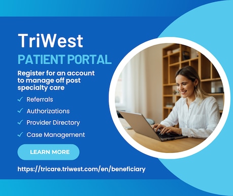 Poster inviting people to access the TriWest Patient Portal