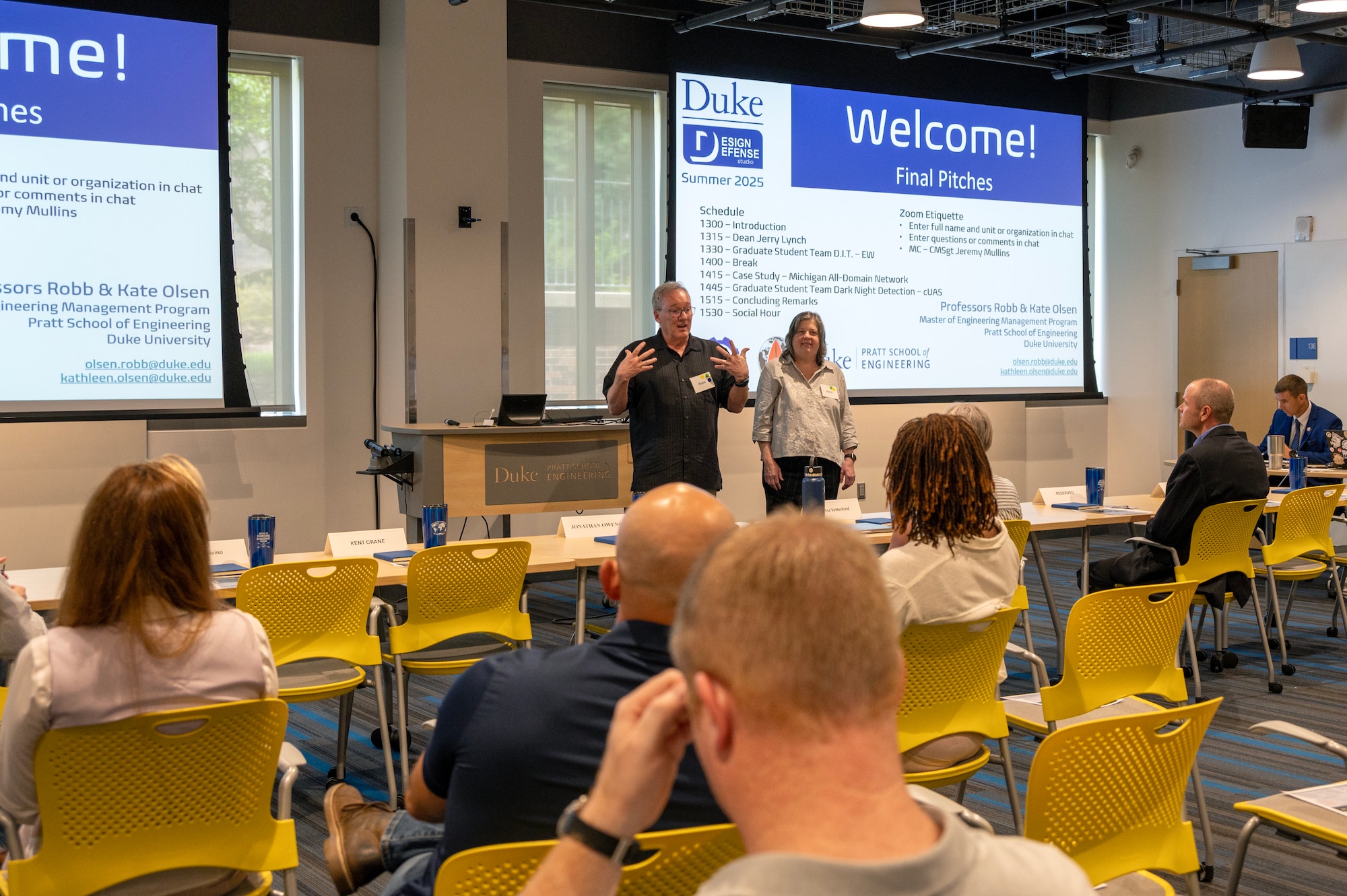 U.S. military members participate in the Duke Design Defense Studios program at Duke University, North Carolina, July 17, 2025.