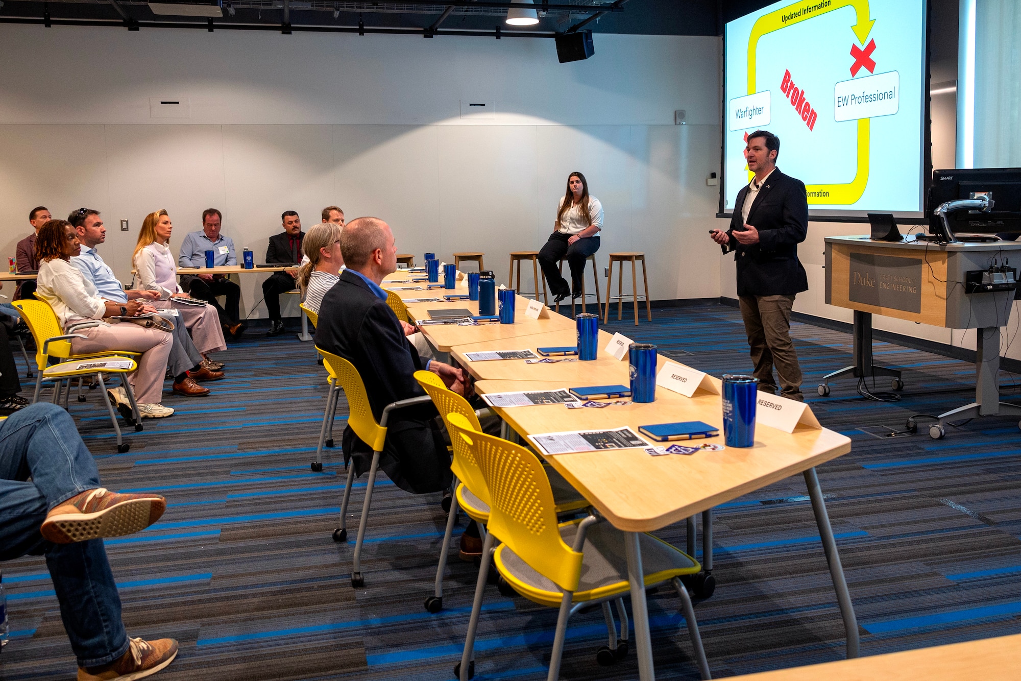U.S. military members participate in the Duke Design Defense Studios program at Duke University, North Carolina, July 17, 2025.