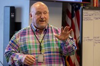 Don Houston, U.S. Army Financial Management Command Strategic Initiatives Group director, gives remarks during a staff exercise at the Maj. Gen. Emmett J. Bean Federal Center in Indianapolis Oct. 31, 2024. USAFMCOM hosted the exercise to increase its operational capabilities through the four phases of the conflict continuum, reduce its inefficiencies in battle tasks, and clearly identify financial management roles, responsibilities and authorities. (U.S. Army photo by Mark R. W. Orders-Woempner)