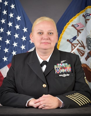 NEWPORT, R.I. -- Official portrait of Master Chief Karen E. Tower. (U.S. Navy photo by Brett Dodge)
