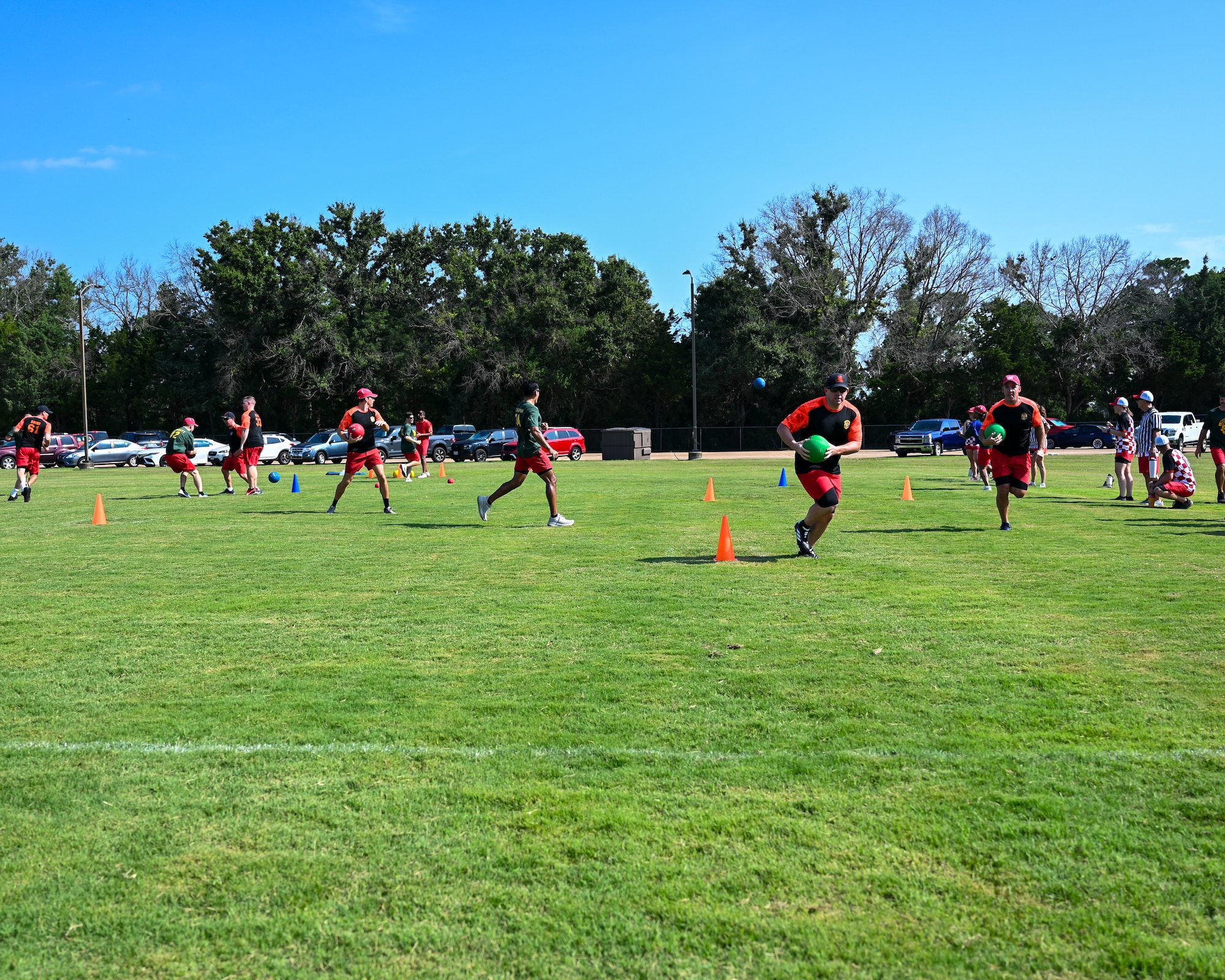 Squadron Officer School instructors participate in a field leadership exercise at Maxwell Air Force Base, Alabama,  July 22, 2025.