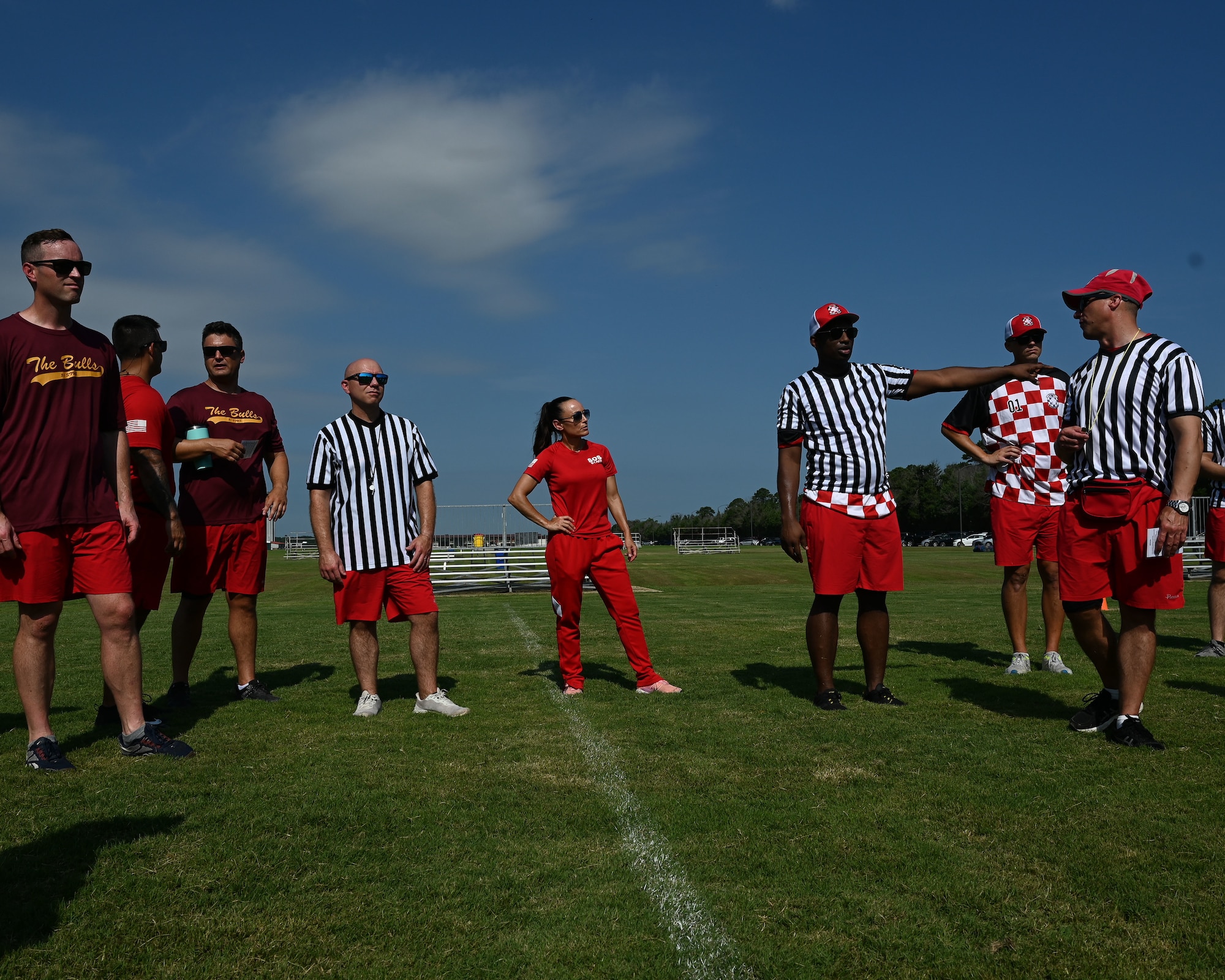 Squadron Officer School instructors participate in a field leadership exercise at Maxwell Air Force Base, Alabama, July 22, 2025.
