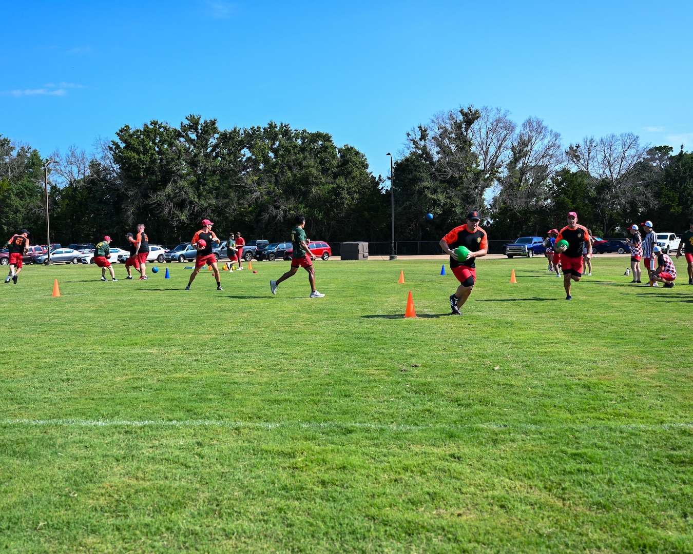 Squadron Officer School instructors participate in a field leadership exercise at Maxwell Air Force Base, Alabama,  July 22, 2025.