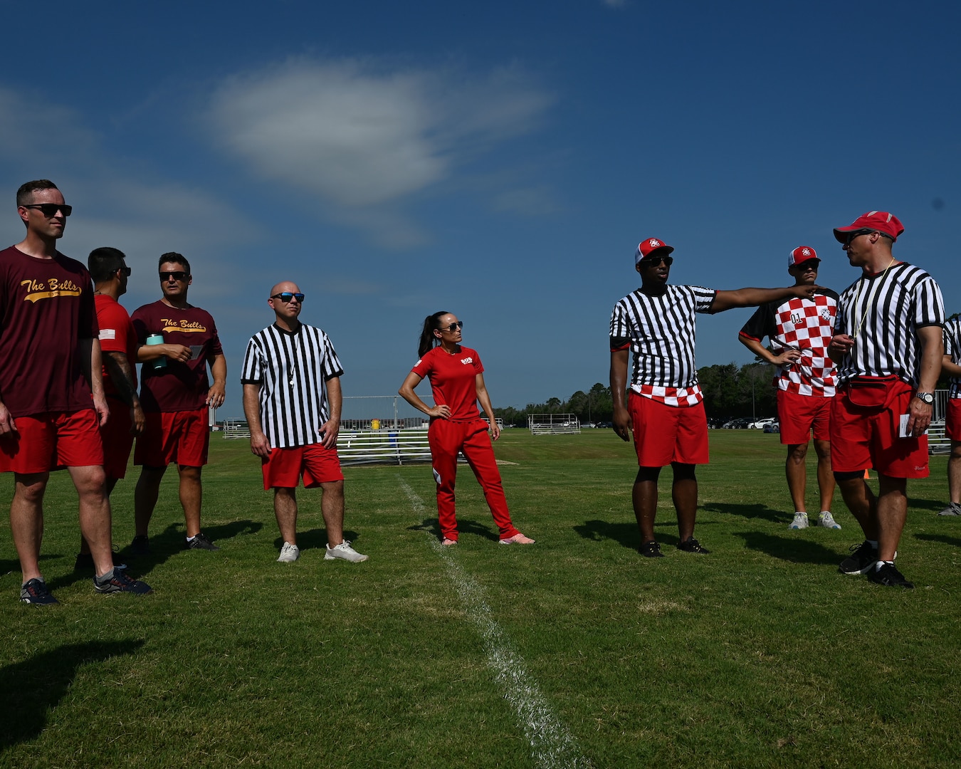 Squadron Officer School instructors participate in a field leadership exercise at Maxwell Air Force Base, Alabama, July 22, 2025.