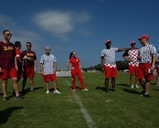 Squadron Officer School instructors participate in a field leadership exercise at Maxwell Air Force Base, Alabama, July 22, 2025.