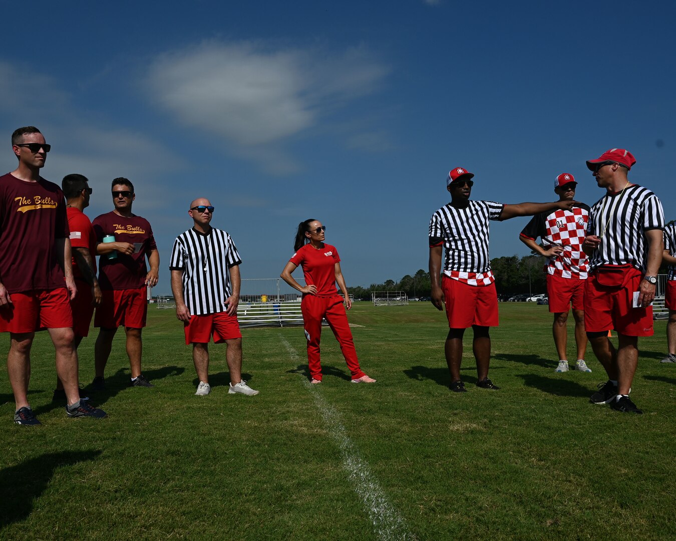 Squadron Officer School instructors participate in a field leadership exercise at Maxwell Air Force Base, Alabama, July 22, 2025.