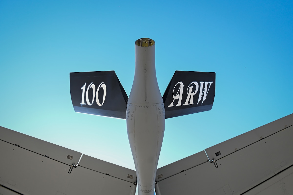 A U.S. Air Force KC-135 Stratotanker awaits pre-flight checks at RAF Mildenhall, England, July 11, 2025.