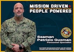The Naval Medical Forces Development Command is always mission driven and most importantly people powered! Today, we highlight Seaman Patrizio Guzman, a personnel specialist that makes sure Sailors’ pay and administrative needs are taken care of so that they can go and accomplish NMFDC’s mission. (U.S. Navy graphic by Malcolm McClendon).