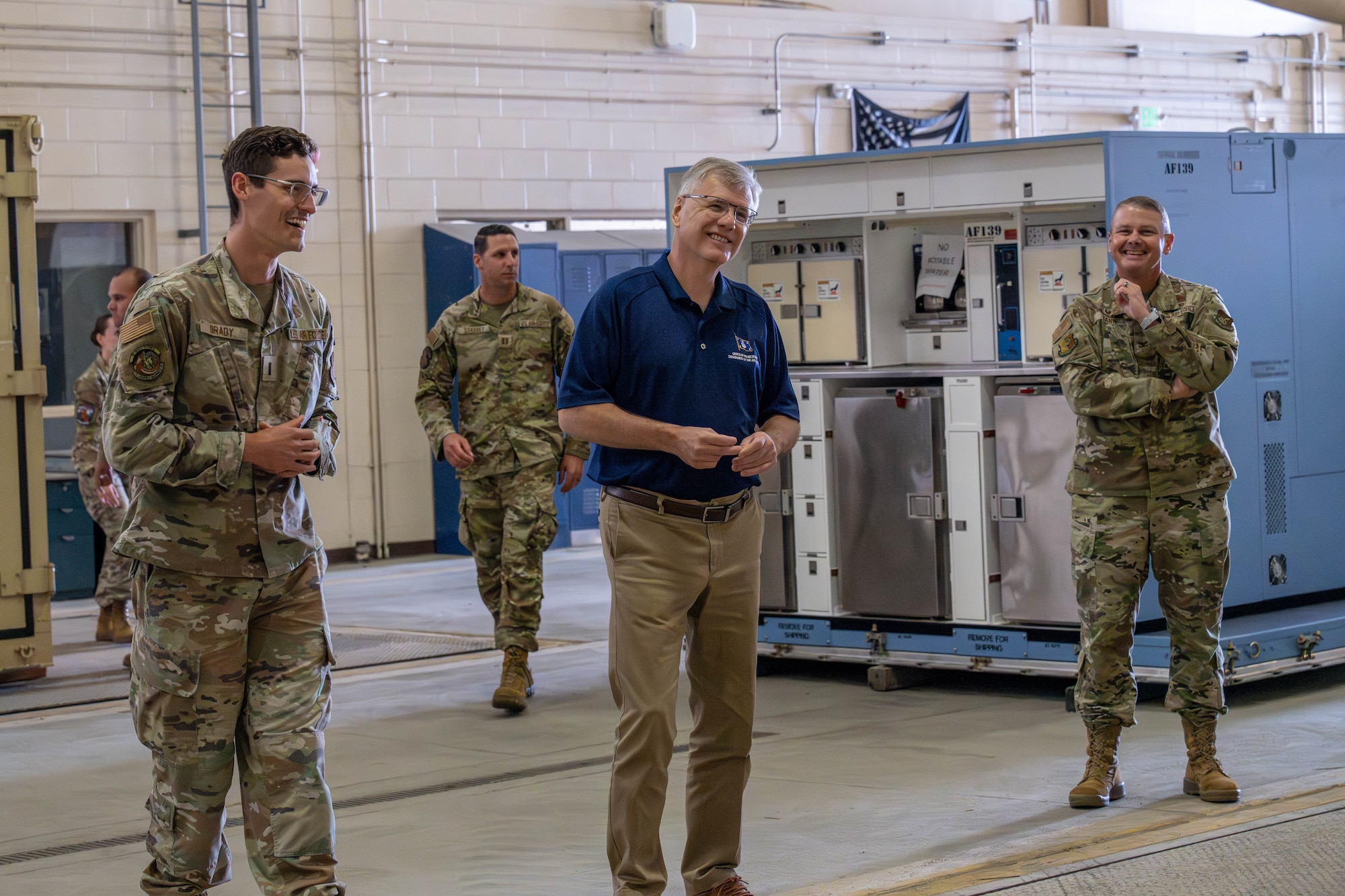 Secretary of the Air Force Troy Meink receives a tour of the Joint Mobility Complex on Joint Base Elmendorf-Richardson, Alaska.