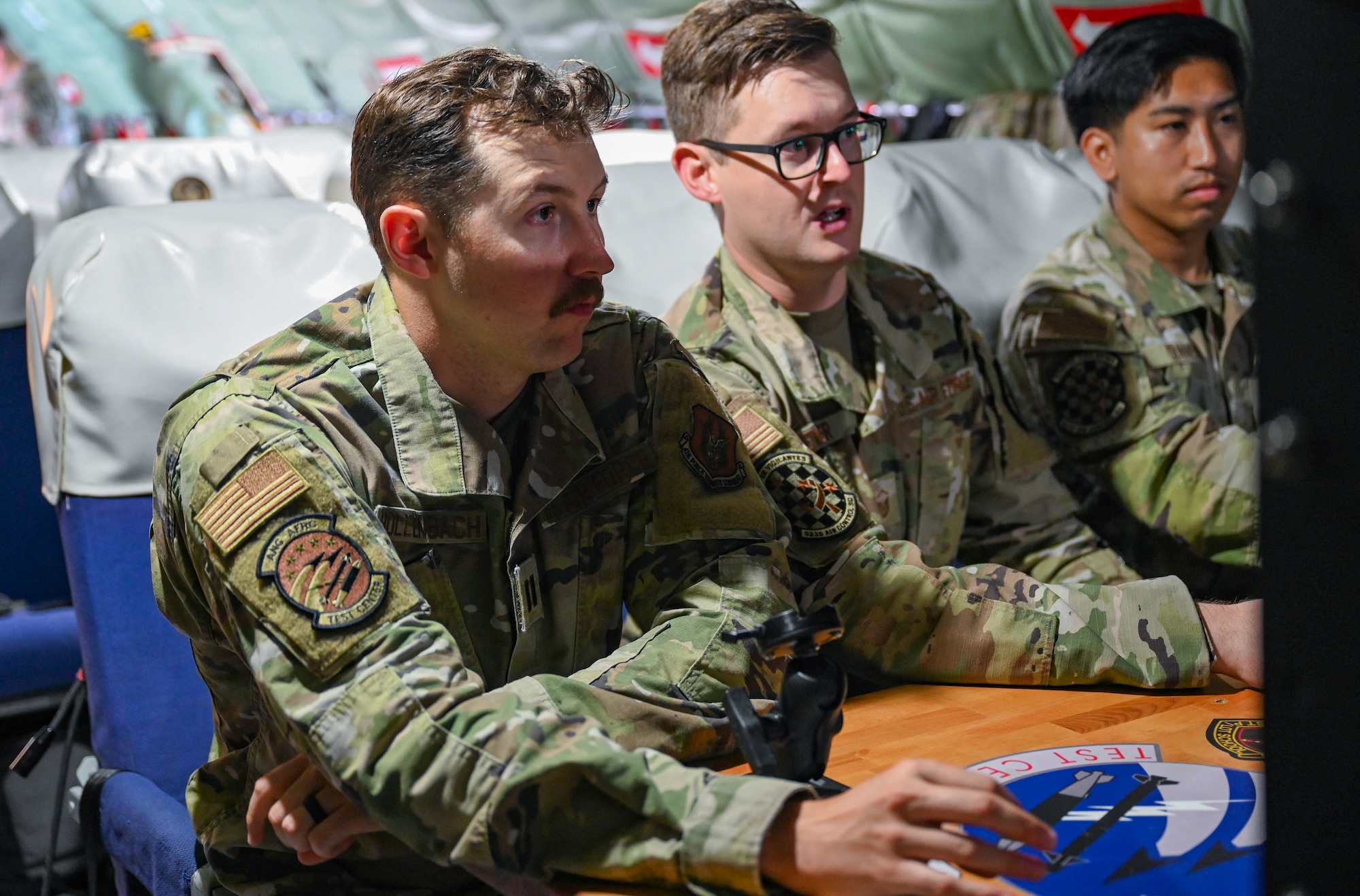 U.S. Air National Guard service members assigned to the Air National Guard Air Force Reserve Command Test Center conduct preflight checks during Resolute Force Pacific 25, July 24, 2025.