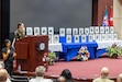 Maj. Gen. Lori Robinson speaks during the AMCOM memorial ceremony held Aug. 5 in the Bob Jones Auditorium on Redstone Arsenal, Ala. The ceremony honored 27 team members who passed away during the year.
