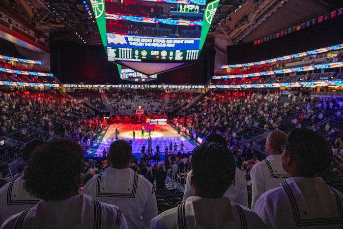 SEATTLE (Aug. 1, 2025) – Sailors attend a Seattle Storm game at Climate Pledge Arena during Seattle Fleet Week, Aug. 1, 2025. Seattle Fleet Week is a time-honored celebration of the sea services and provides an opportunity for the citizens of Washington to meet Sailors, Marines and Coast Guardsmen, as well as witness firsthand the latest capabilities of today’s maritime services. (U.S. Navy Photo by Mass Communication Specialist 2nd Class John A. Miller)