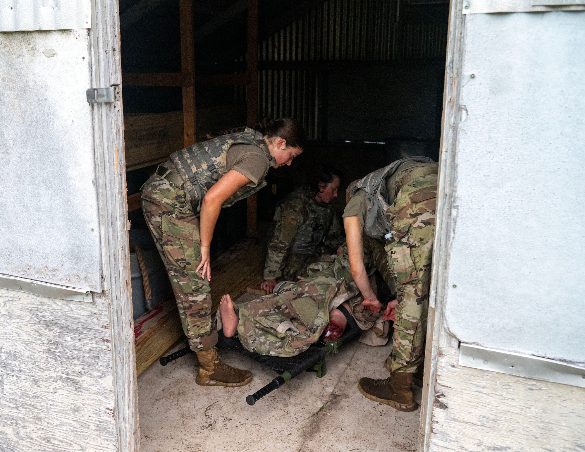 U.S. Air Force Airmen from the 133rd and 148th Medical Groups complete Tactical Combat Casualty Care (TCCC) course near Little Falls, Minn., July 23, 2025.