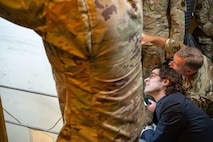 U.S. Air Force Col. James Schlabach, 91st Missile Wing commander, briefs Robert Karem, congressional staff delegate, during a tour on the Minuteman III Intercontinental Ballistic Missile at Minot Air Force Base, North Dakota, Aug. 5, 2025. Civic leaders help bridge the gap between the military and the community which supports Airmen and their families.