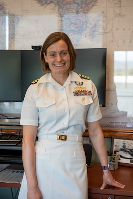U.S. Navy Capt. Meghan Bodnar poses for a photo on Joint Base Pearl-Harbor, June 24, 2025. Bodnar arrived at the Defense POW/MIA Accounting Agency, June 2, 2025, to assume the position of deputy director of operations. (U.S. Army photo by Cpl. Lilly Ekberg)