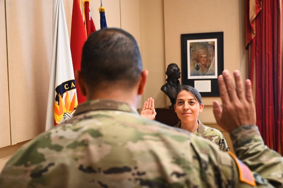 The District of Columbia National Guard’s Maj. Gen. John C. Andonie, Commanding General (Interim), swore in U.S. Air Force Lt. Col Jennifer Sayers as Inspector General during a ceremony on July 28, 2025, following her completion of the U.S. Army Inspector General School. The relationship between an Inspector General and their commander is rooted in integrity, trust, and confidence. Lt. Col Sayers now fills one of just nine Air Force-designated State/Territory/District Inspector General (IG) positions across the nation.