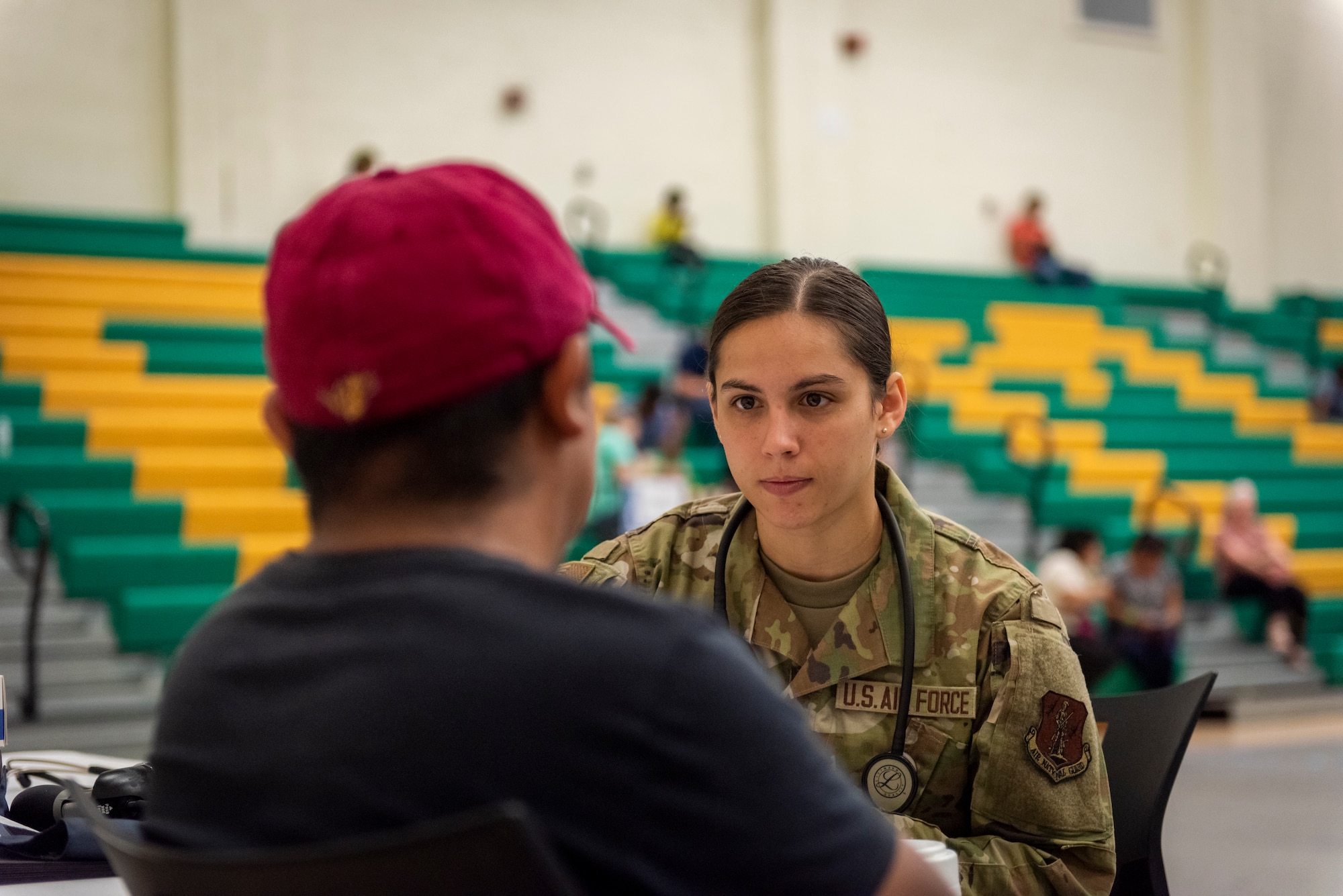 woman provides medical care