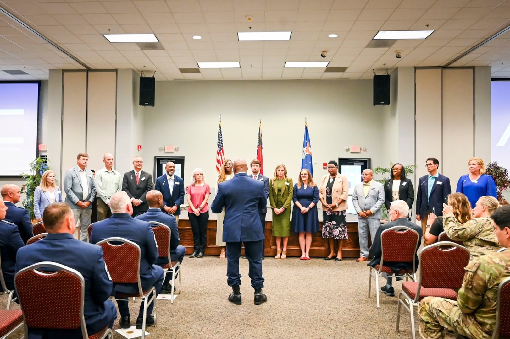 The 165th Airlift Wing and Air Dominance Center inducted 15 local leaders to the renewed Honorary Commanders Program during a ceremony at the Savannah Air National Guard Base, Georgia, July 31, 2025.