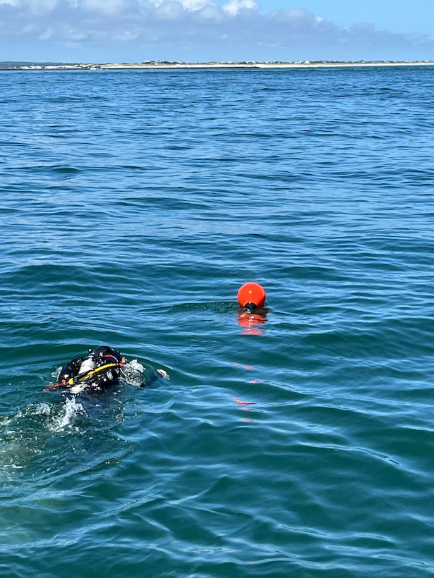 A diver with the U.S. Army Engineer Research and Development Center’s dive team retrieves instrumentation off the coast of Long Island, New York.