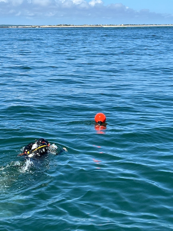 A diver with the U.S. Army Engineer Research and Development Center’s dive team retrieves instrumentation off the coast of Long Island, New York.